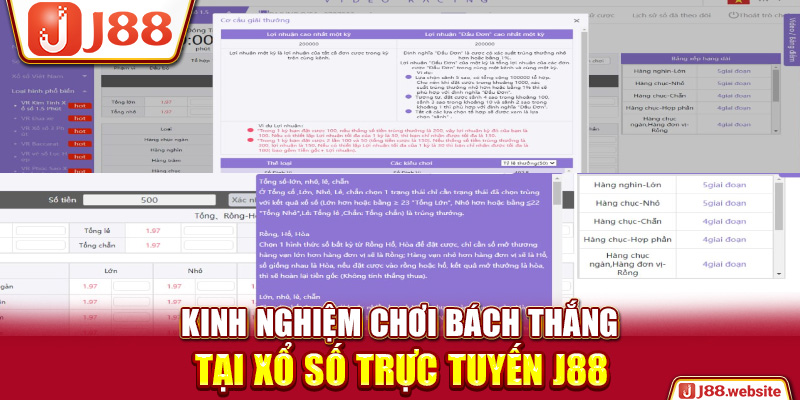 Kinh nghiệm chơi bách thắng tại xổ số trực tuyến J88